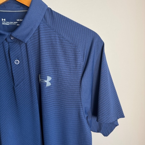 Under Armour HeatGear Men's Polo Shirt Blue Large Activewear Outdoor Golf Active - Picture 3 of 13